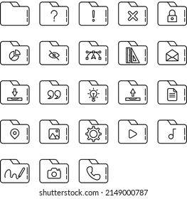 conjunto de carpetas e iconos de herramientas en fondo transparente