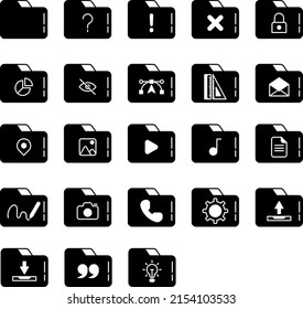 set of folders and tools icons on transparent background