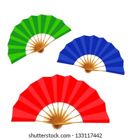 set of folding fans