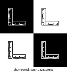 Set Folding ruler icon isolated on black and white background.  Vector Illustration