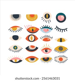 Set of Folk Art Eyes Design Element