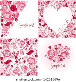 Set of folk floral backgrounds
