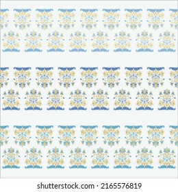 Conjunto de patrones folclóricos florales con fabulosas plantas dibujadas a mano. Varios elementos de diseño étnico con flores amarillas y azules para la decoración