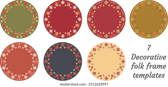 Conjunto de modelos de quadros folclóricos para espaço de cópia. Estilo Art Nouveau