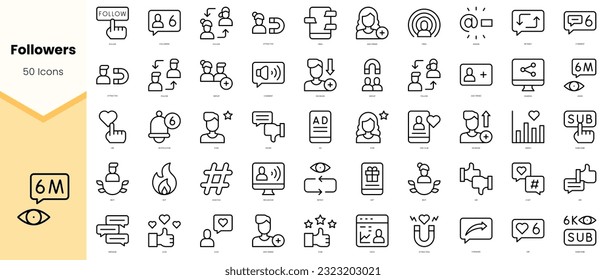 Set of followers Icons. Simple line art style icons pack. Vector illustration