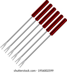 Set of fondue forks with decorative silicone handles