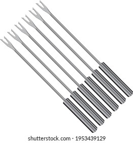 Set of fondue forks with steel handles