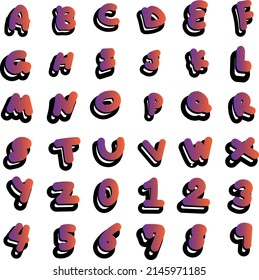 Set Font Alphabet Numbers Abstract Colorful Stock Vector (Royalty Free ...