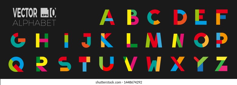 set of font and alphabet, vector of modern abstract letters in origami style