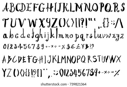 Set of Font brush illustration Hand drawn Sketch line vector