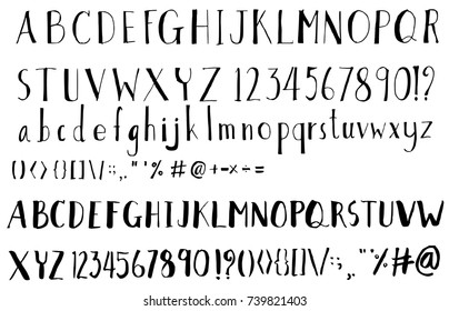Set of Font brush illustration Hand drawn Sketch line vector