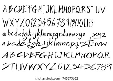 Set of Font brush illustration Hand drawn Sketch line vector