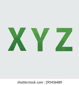 Set of fonts in green polygonal style. EPS10. X, Y, Z