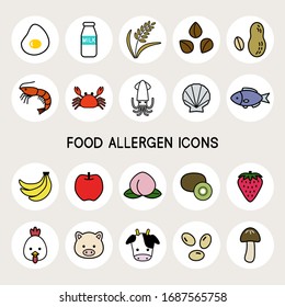 set of food allergen icons