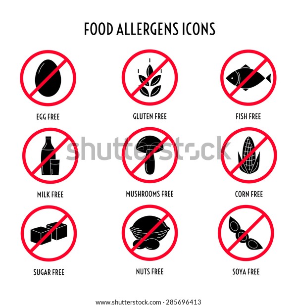 Set Food Allergens Free Products Wheat Stock Vector (Royalty Free ...