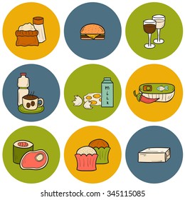 Set of food to avoid during pregnancy in hand drawn dtyle