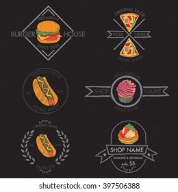 Set of food badges