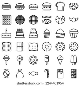 set of food bakery and sweets editable stroke icon.