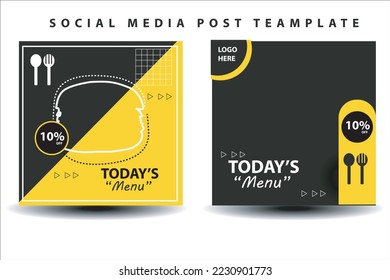 Set of Food Banner or poster, ads, template design. Suitable for Social Media Post Restaurant and culinary Promotion. Modern background color with Ornament vector.