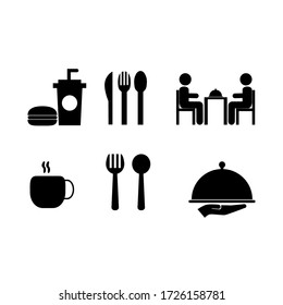 A Set Of Food And Beverage Vector Graphics Illustrations, Great To Use For Symbols Of Restaurants, Cafes, Canteens And Other Places To Eat