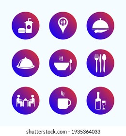 a set of food and beverage vector graphics illustrations, great to use for symbols of restaurants, cafes, canteens and other places to eat