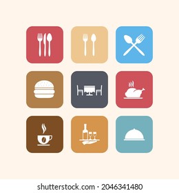 a set of food and beverage vector graphics illustrations, great to use for symbols of restaurants, cafes, canteens and other places to eat. food and drink icon