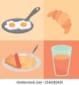 set of food breakfast cartoon