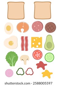 set of food, build a sandwich printable for kids, sandwich worksheet, sandwich activity worksheet, make a sandwich printable. Cooking pretend play