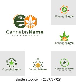 Set de plantilla vectorial del logotipo de Cannabis Alimentario. Conceptos de diseño del logotipo de cannabis creativo