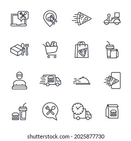 Set von Elementen zur Lebensmittellieferung Symbolvorlage für die grafische und Web-Design-Kollektion Logo Vektorgrafik