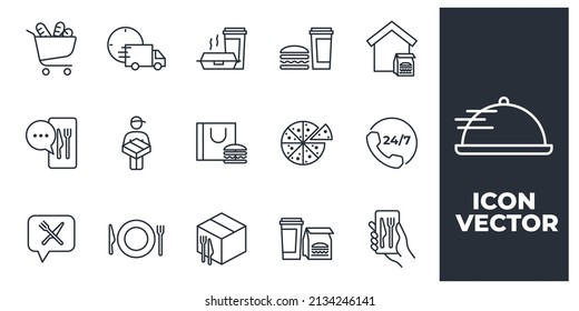set of Food Delivery elements symbol template for graphic and web design collection logo vector illustration
