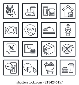 set of Food Delivery elements symbol template for graphic and web design collection logo vector illustration
