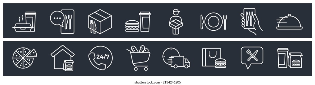 conjunto de elementos de entrega de alimentos plantilla de símbolo para el logotipo de colección de diseño gráfico y web ilustración vectorial