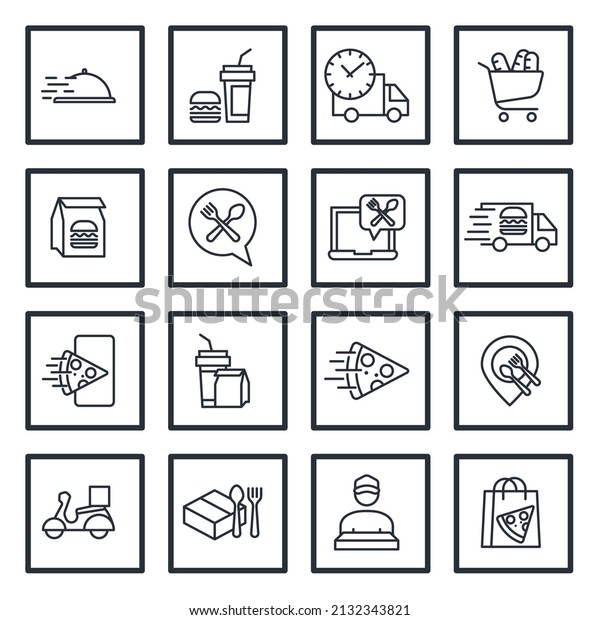 set of Food\
Delivery elements symbol template for graphic and web design\
collection logo vector\
illustration