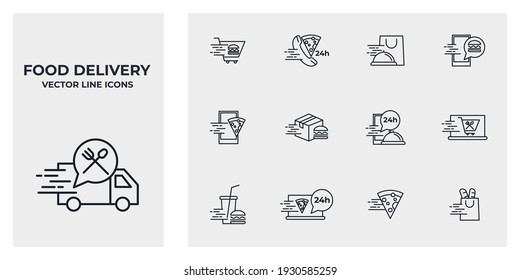 Set of Food Delivery icon. Food Deliverye pack symbol template for graphic and web design collection logo vector illustration