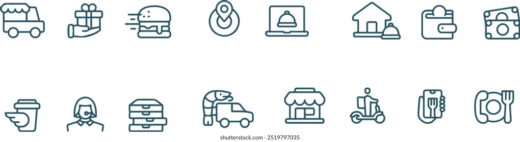 set of food delivery icon vector design , delivery , food icon