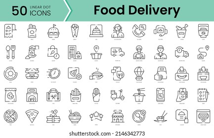 Set of food delivery icons. Line art style icons bundle. vector illustration