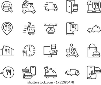 set of food delivery icons, menu, shopping online