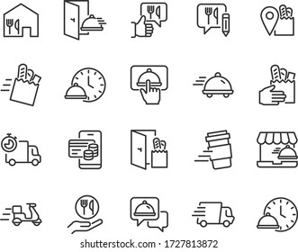 set of food delivery icons, restaurant, customer service, shopping online