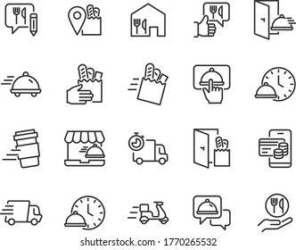 set of food delivery icons, restaurant, menu, customer service