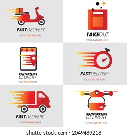 set of food delivery logo in vector
