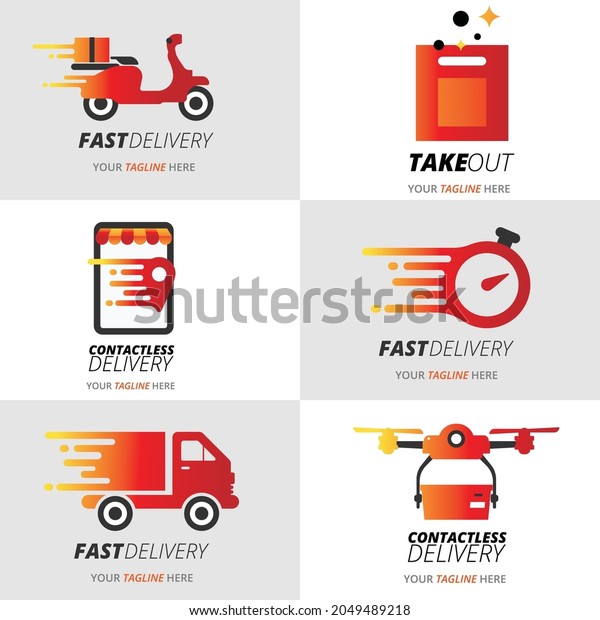 set of food delivery logo\
in vector