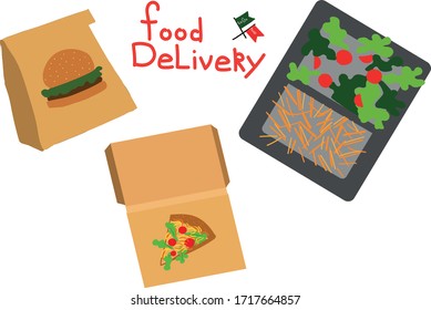 Set with food delivery symbols