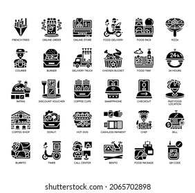Set of  Food delivery thin line icons for any web and app project. 