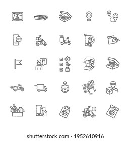 Set of Food Delivery Vector Line Icons