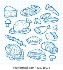 set of food doodle