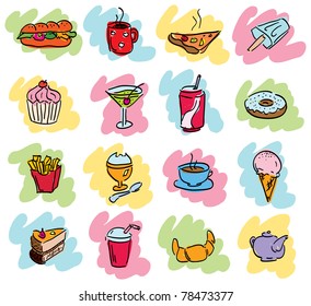 Set of food doodle illustrations