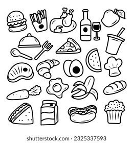 Set of food doodle illustrations suitable for design elements