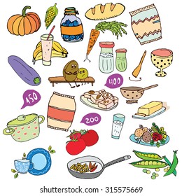 set of food and drink
