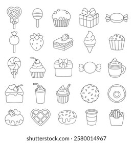 set of food and drink illustration vector